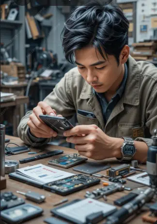 Mobile repair training in classroom